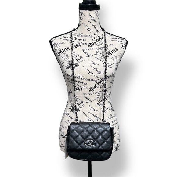 CXL by Christian Lacroix Black Quilted Vegan Leather Shoulder Bag Valo Chain $88 - Picture 2 of 12